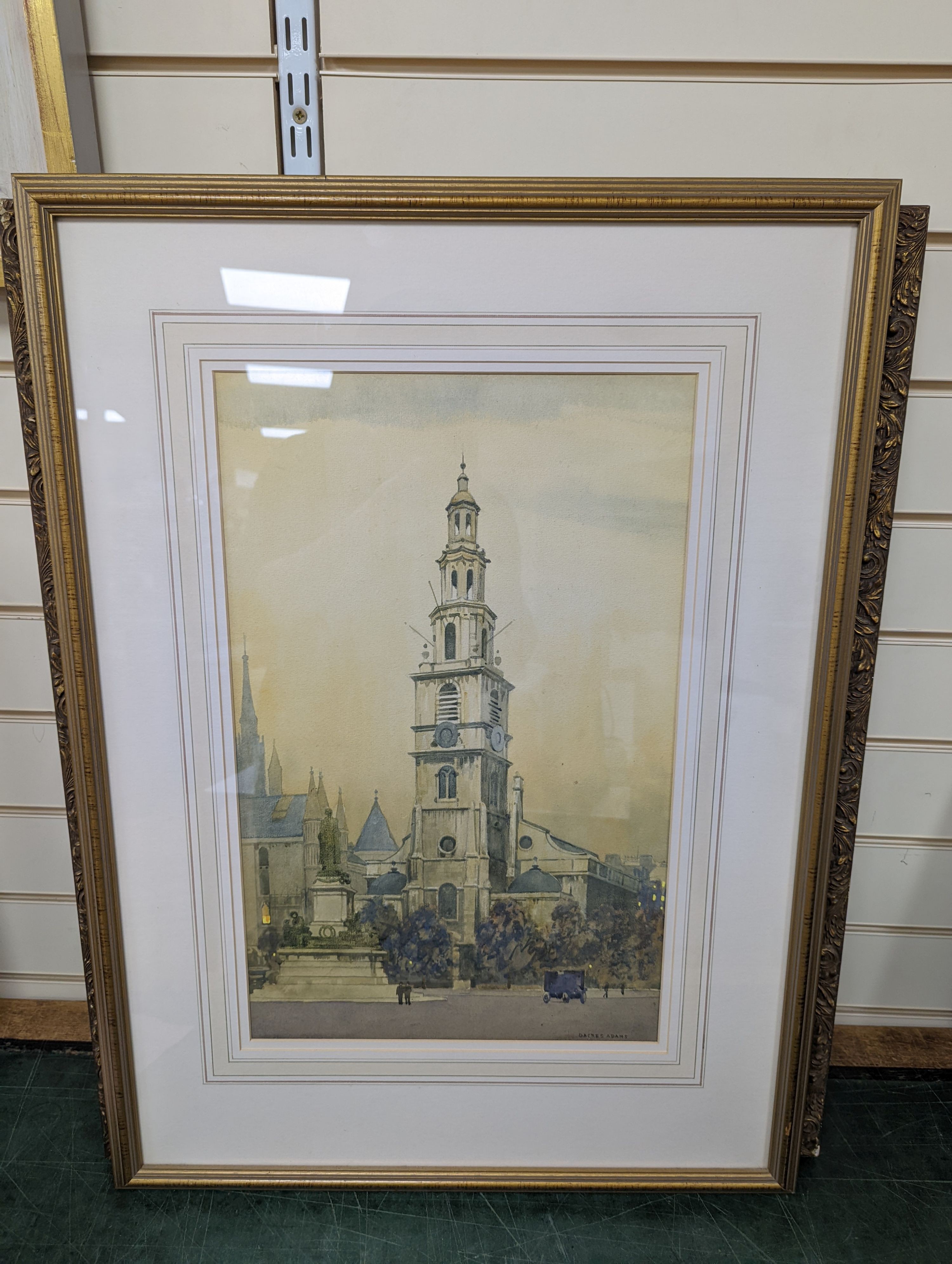William Dacres Adams (1864-1951), watercolour, St. Clement Danes, signed, 50 x 31cm